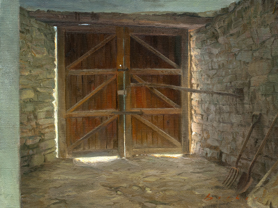 painting titled brown door