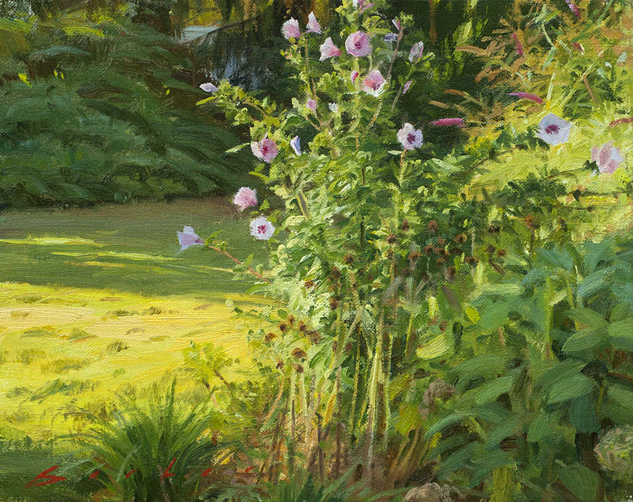 painting titled corner hibiscus