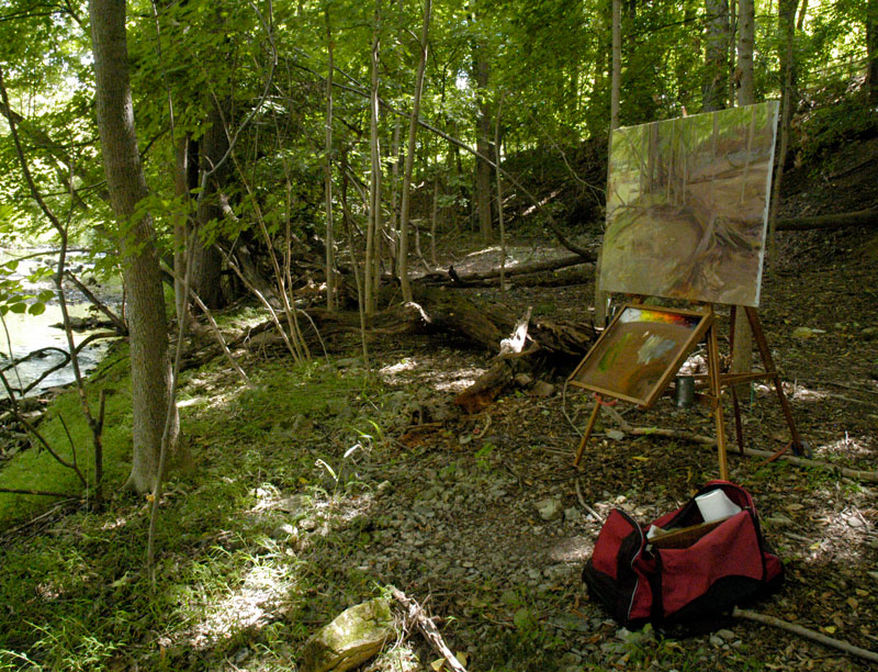 photo of painting fallen in summer in progress